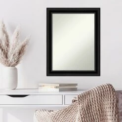 22" X 28" Non-Beveled Corded Black Wall Mirror - Amanti Art -Home Improvement Store GUEST 03452555 f898 414b 81ac cf8321c5b88a