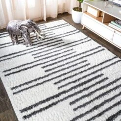 Petra Stripe Geometric Shag Area Rug - JONATHAN Y -Home Improvement Store GUEST 03da5f10 d325 4c78 875a fe00ce182507