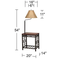 Regency Hill Travata Rustic Vintage Floor Lamp With End Table 54" Tall Bronze Scrollwork Swing Arm Burlap Fabric Empire Shade For Living Room Reading -Home Improvement Store GUEST 049c0904 4adc 42c7 8e8d 191bbd8512ad