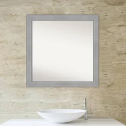 30" X 30" Non-Beveled Vista Brushed Nickel Bathroom Wall Mirror - Amanti Art -Home Improvement Store GUEST 052291fa 109a 455d b8bb de704f382009
