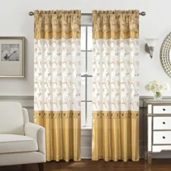 Priscilla Embroidered Panel With Double Valance - RT Designers Collection -Home Improvement Store GUEST 0734e29b 40b8 4285 a2a7 80cba10422ac