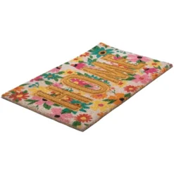 Northlight Pink And Orange Floral "Home" Outdoor Natural Coir Doormat 18" X 30" -Home Improvement Store GUEST 077eee12 f225 4a07 b2ce 525790b896bb