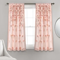 Home Boutique Riley Window Curtain Panel Blush Single 54X63
