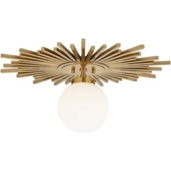 Possini Euro Design Hazel Modern Ceiling Light Semi Flush Mount Fixture 24" Wide Warm Brass White Globe Shade For Bedroom Kitchen Living Room Hallway -Home Improvement Store GUEST 09f457ea 2d85 4a3f a988 56d08537b4d9
