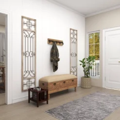 Wood Scroll Distressed Door Inspired Ornamental Wall Decor With Metal Wire Details Gray - Olivia & May -Home Improvement Store GUEST 0a25a116 5565 4208 8eeb faa145a00ef6