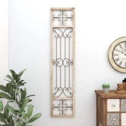 Wood Scroll Distressed Door Inspired Ornamental Wall Decor With Metal Wire Details Gray - Olivia & May -Home Improvement Store GUEST 0b371250 3f2a 4f99 be56 16c078b0e420