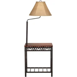 Regency Hill Travata Rustic Vintage Floor Lamp With End Table 54" Tall Bronze Scrollwork Swing Arm Burlap Fabric Empire Shade For Living Room Reading -Home Improvement Store GUEST 0b86e59d 0001 4e75 89f9 500f3f27fa48