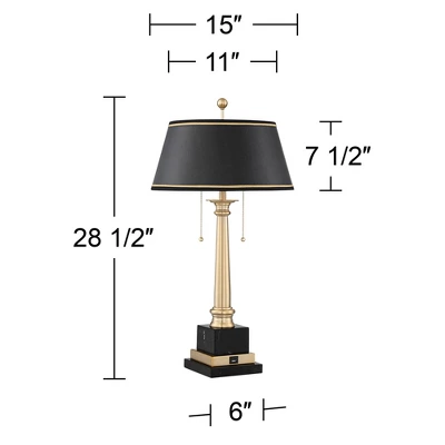 Barnes And Ivy Georgetown Traditional Desk Lamp 28 1/2" Tall Warm Brass With USB Charging Port Black Shade For Bedroom Living Room Bedside Office Kids 10 Barnes And Ivy Georgetown Traditional Desk Lamp 28 1/2" Tall Warm Brass With USB Charging Port Black Shade For Bedroom Living Room Bedside Office Kids - Image 8