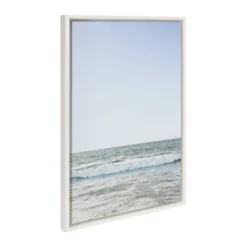 23" X 33" Sylvie Pale Blue Sea By The Creative Bunch Studio Framed Wall Canvas White - Kate & Laurel All Things Decor