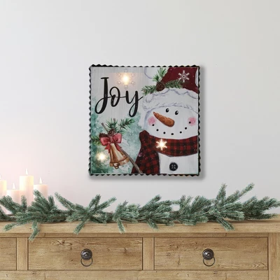 Northlight 12" LED Lighted 'Joy' Snowman Christmas Canvas Wall Art 3 Northlight 12" LED Lighted 'Joy' Snowman Christmas Canvas Wall Art