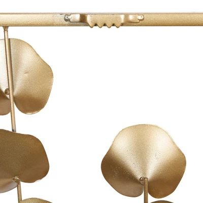 Metal Leaf Tall CutOut Wall Decor With Gold Frame Set Of 2 Gold - Olivia & May 8 Metal Leaf Tall CutOut Wall Decor With Gold Frame Set Of 2 Gold - Olivia & May - Image 6