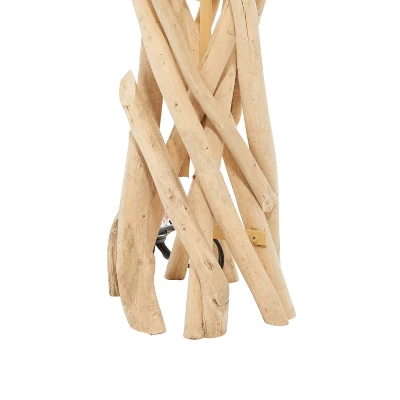 Rustic Wood Table Lamp Beige - Olivia & May 6 Rustic Wood Table Lamp Beige - Olivia & May - Image 4