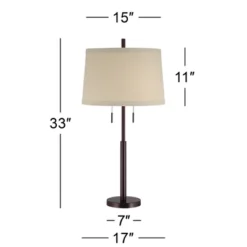 Possini Euro Design Rustic Farmhouse Table Lamp 33" Tall Dark Bronze Metal Off White Burlap Fabric Drum Shade For Bedroom Living Room House Bedside -Home Improvement Store GUEST 15f8081a 9799 43d5 8d8c 05abfb7df759