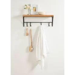 24" X 9" Ozias Shelf With Hooks Rustic Brown/Black - Kate & Laurel All Things Decor -Home Improvement Store GUEST 16baca25 2aec 46f2 a488 732676e4fd65