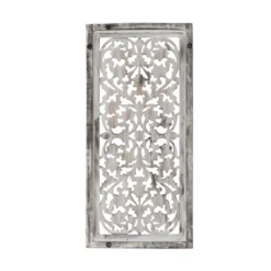 Mango Wood Floral Handmade Intricately Carved Arabesque Wall Decor - Olivia & May -Home Improvement Store GUEST 17c6fb77 ebbb 425c a01f 774e6d4eae5d