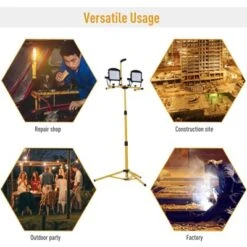 HOMCOM 10,000 Lumen Dual Head LED Work Lights Weather Resistant With Telescoping Adjustable Tripod Stand, Rotating Lamps -Home Improvement Store GUEST 19b1cffe 3c90 4f10 8c36 bad2e5eac3ec