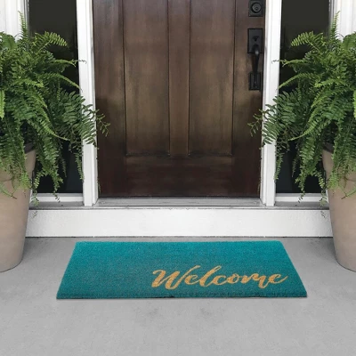 MDesign Entryway Doormat With Natural Fibers Decorative Script 3 MDesign Entryway Doormat With Natural Fibers Decorative Script