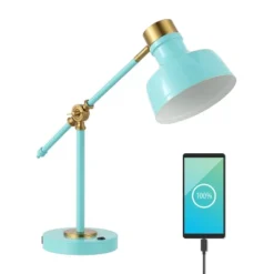 18.5" Allegra Farmhouse Adjustable Cantilever Task Lamp With USB Charging Port (Includes LED Light Bulb) - JONATHAN Y -Home Improvement Store GUEST 1c0822e5 868f 4079 8664 c746499b4fb9