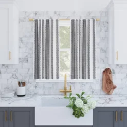 Set Of 2 Slub Textured Striped Cotton Cafe Curtain Tiers Black/White - Archaeo -Home Improvement Store GUEST 1eb44bd1 f8e5 4959 9800 31d9dbed9723