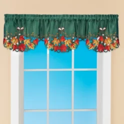 Collections Etc Lovely Embroidered Maple Leaf Window Valance