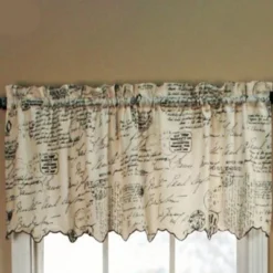 Script Classic Print Room Darkening Window Valance 48" X 15" Natural By Ellis Curtain