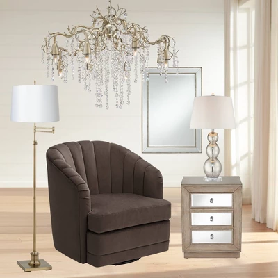 360 Lighting Chic Swing Arm Floor Lamp Adjustable Height 70" Tall Antique Brass White Fabric Drum Shade For Living Room Reading Bedroom 3 360 Lighting Chic Swing Arm Floor Lamp Adjustable Height 70" Tall Antique Brass White Fabric Drum Shade For Living Room Reading Bedroom