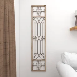 Wood Scroll Distressed Door Inspired Ornamental Wall Decor With Metal Wire Details Gray - Olivia & May -Home Improvement Store GUEST 257d79a8 9543 4ed6 8c64 5d8d2a27556e