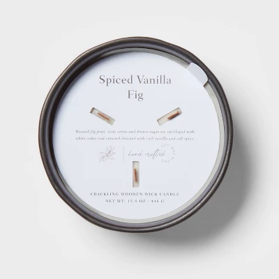 16oz Blackened Bowl Ceramic With Multi Woodwick And Dustcover Spice Vanilla Fig Candle Black - Threshold™ 6 16oz Blackened Bowl Ceramic With Multi Woodwick And Dustcover Spice Vanilla Fig Candle Black - Threshold™ - Image 4