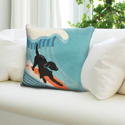 18"x18" Pool Side Surfing Indoor/Outdoor Square Throw Pillow Blue - Liora Manne 3 18"x18" Pool Side Surfing Indoor/Outdoor Square Throw Pillow Blue - Liora Manne