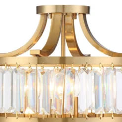 Vienna Full Spectrum Prava Modern Ceiling Light Semi Flush Mount Fixture 16 1/2" Wide Warm Brass 4-Light Crystal Drum For Bedroom Kitchen Living Room -Home Improvement Store GUEST 2c8c2500 941f 45c6 bf7d 0de1d40718a2