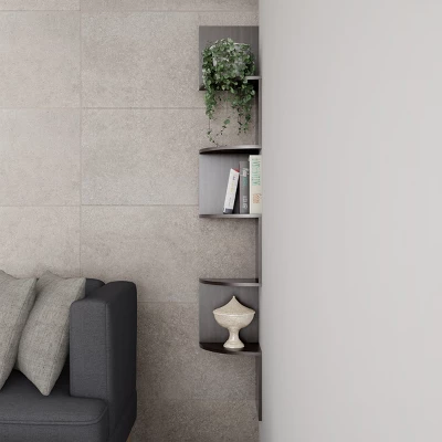 Hastings Home 5-Tier Floating Corner Shelf - Matte Espresso Brown 5 Hastings Home 5-Tier Floating Corner Shelf - Matte Espresso Brown - Image 3