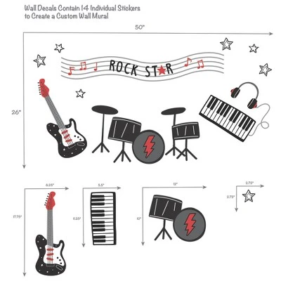 Lambs & Ivy Rock Star Musical Instruments Wall Decals/Stickers - Drums/Guitar 2 Lambs & Ivy Rock Star Musical Instruments Wall Decals/Stickers - Drums/Guitar