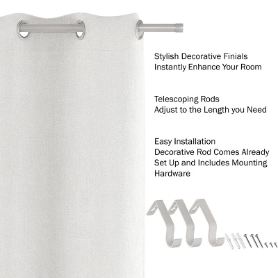 1-Inch Curtain Rod- Decorative End Cap Style Finials And Hardware- For Home Decor In Bedroom And Kitchen, 66-120-Inch By Hastings Home (Silver) 4 1-Inch Curtain Rod- Decorative End Cap Style Finials And Hardware- For Home Decor In Bedroom And Kitchen, 66-120-Inch By Hastings Home (Silver) - Image 2