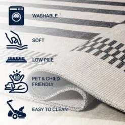 Vichy Geometric Striped Machine-Washable Indoor Area Rug - JONATHAN Y -Home Improvement Store GUEST 345806d2 7738 40d8 9c91 736a57f0e6a3