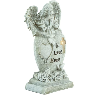 Northlight 10" Solar LED Lighted Praying Angel "In Loving Memory" Outdoor Garden Statue 4 Northlight 10" Solar LED Lighted Praying Angel "In Loving Memory" Outdoor Garden Statue - Image 2