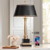Barnes And Ivy Georgetown Traditional Desk Lamp 28 1/2" Tall Warm Brass With USB Charging Port Black Shade For Bedroom Living Room Bedside Office Kids -Home Improvement Store GUEST 366883a7 8794 4dd2 b88f 8378e778ca50