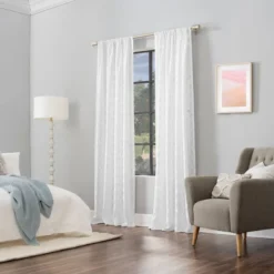 Verge Geometric Clipped Jacquard Light Filtering Rod Pocket Curtain Panel - Scott Living -Home Improvement Store GUEST 370c616e 8dcf 40bd 8401 42bf78ebbd90