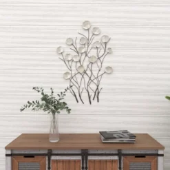 Metal Floral Wall Decor With Capiz Accents White - Olivia & May -Home Improvement Store GUEST 3998416c 4ed5 4723 baea 839b5040a791
