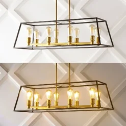35" 8-Light Liane Farmhouse Industrial Iron Linear LED Pendant Black/Brass Gold - JONATHAN Y 17 35" 8-Light Liane Farmhouse Industrial Iron Linear LED Pendant Black/Brass Gold - JONATHAN Y -Home Improvement Store GUEST 3eb13fbc 4e96 4430 abd6 32c4c073a66c