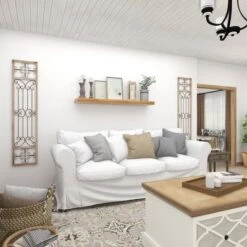 Wood Scroll Distressed Door Inspired Ornamental Wall Decor With Metal Wire Details Gray - Olivia & May -Home Improvement Store GUEST 404a176e b8c9 4832 a298 89d1faadd590