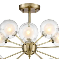 Possini Euro Design Modern Ceiling Light Semi Flush Mount Fixture Sputnik Brass 30 1/2" Wide 15-Light Double Glass Ball Hallway -Home Improvement Store GUEST 431beddf 6c5b 4cd2 85aa 5ca719f915b6