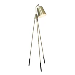 Industrial Tripod Floor Lamp With Interior Spotlight Antique Brass - Lalia Home