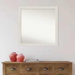 30" X 30" Non-Beveled Rustic Plank White Narrow Bathroom Wall Mirror - Amanti Art -Home Improvement Store GUEST 4cf04467 bd68 4426 9ce3 61d2f248736f