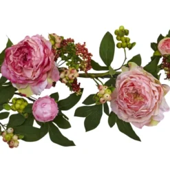 Mixed Peony And Berry Silk Garland - Berry (60'')