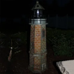 Sunnydaze Decor Sunnydaze Outdoor Backyard Garden Nautical Lighthouse Solar LED Pathlight Statue Figurine - 35" - Brick -Home Improvement Store GUEST 4e8dc4fa 3555 4c31 9c60 39056ce8e972
