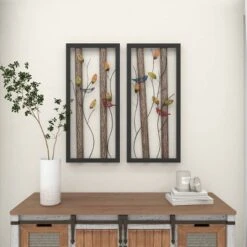 Set Of 2 Metal Bird Wall Decors With Real Wood Detailing Black - Olivia & May -Home Improvement Store GUEST 504438ba 9b92 4c06 aade fb0d5e6c1086