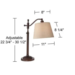 Regency Hill Downbridge Style Desk Table Lamp Adjustable Height 30.5" Tall Bronze Metal Tan Linen Look Shade For Living Room Bedroom Office -Home Improvement Store GUEST 50881e5d 417b 43d8 a8fd 41448d05c2c1