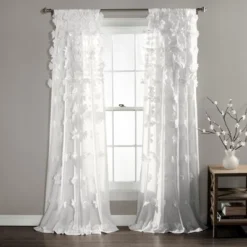 Home Boutique Riley Window Curtain Panel White Single 54X108