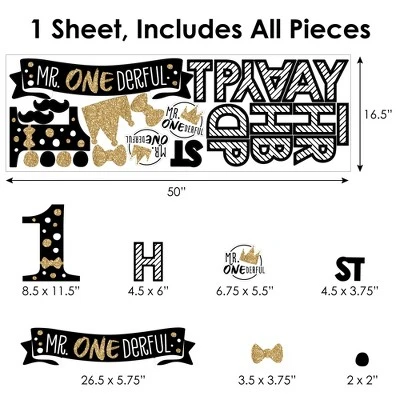 Big Dot Of Happiness 1st Birthday Little Mr. Onederful - Peel And Stick Boy First Birthday Party Decoration - Wall Decals Backdrop 8 Big Dot Of Happiness 1st Birthday Little Mr. Onederful - Peel And Stick Boy First Birthday Party Decoration - Wall Decals Backdrop - Image 6