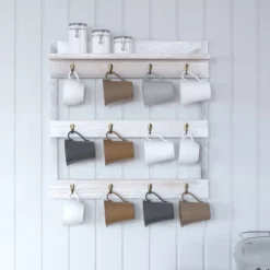 Merrick Lane Steeley Wooden Wall Mount Mug Rack Organizer With Upper Storage Shelf And Metal Hanging Hooks With No Assembly Required 16 Merrick Lane Steeley Wooden Wall Mount Mug Rack Organizer With Upper Storage Shelf And Metal Hanging Hooks With No Assembly Required -Home Improvement Store GUEST 5347eef2 45da 4a9a a654 db3b6f4db528